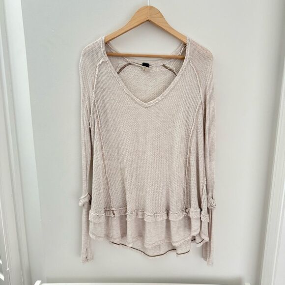 We The Free Sweaters - Free People We The Free Knit Top Sweater Oversized Beige Neutral Boho XS